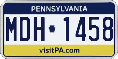 PA license plate MDH1458