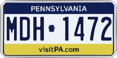 PA license plate MDH1472