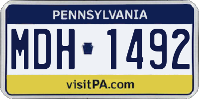 PA license plate MDH1492