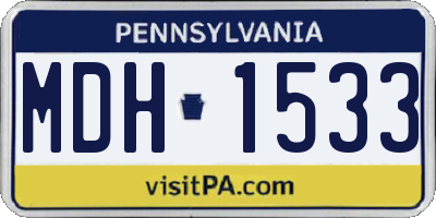 PA license plate MDH1533