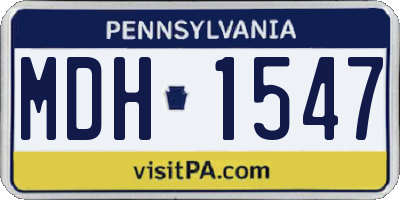 PA license plate MDH1547