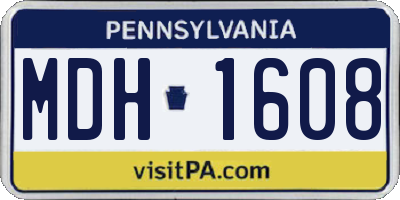 PA license plate MDH1608
