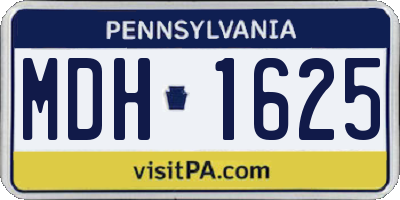 PA license plate MDH1625