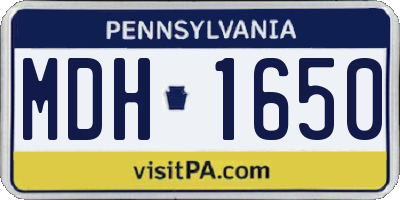 PA license plate MDH1650
