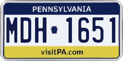 PA license plate MDH1651