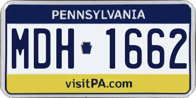PA license plate MDH1662