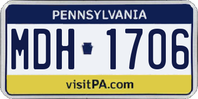 PA license plate MDH1706