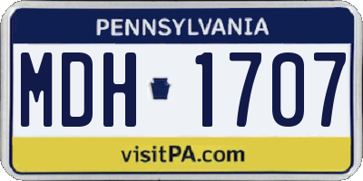 PA license plate MDH1707