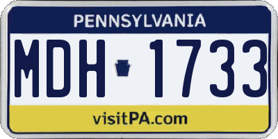 PA license plate MDH1733