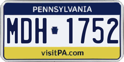 PA license plate MDH1752
