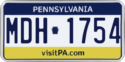 PA license plate MDH1754