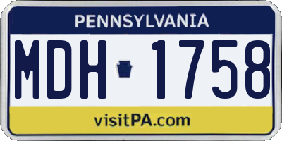 PA license plate MDH1758