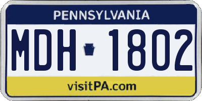 PA license plate MDH1802