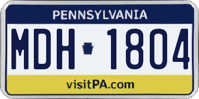 PA license plate MDH1804