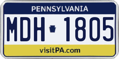 PA license plate MDH1805