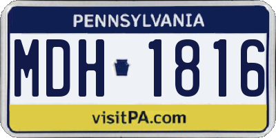 PA license plate MDH1816