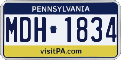 PA license plate MDH1834