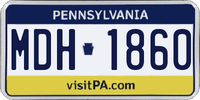 PA license plate MDH1860