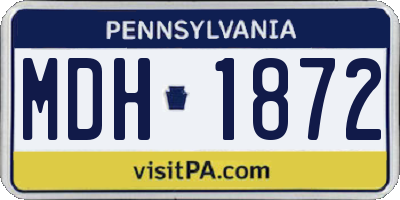 PA license plate MDH1872