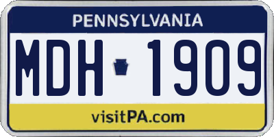 PA license plate MDH1909