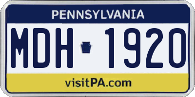 PA license plate MDH1920