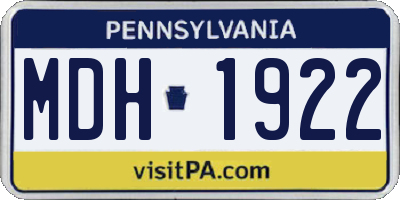 PA license plate MDH1922