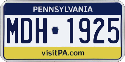 PA license plate MDH1925