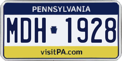 PA license plate MDH1928