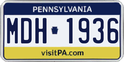 PA license plate MDH1936
