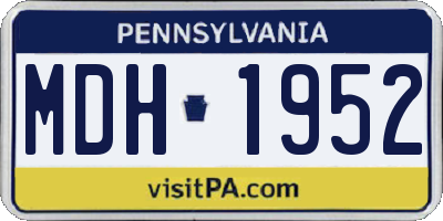 PA license plate MDH1952