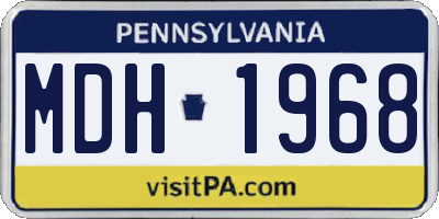 PA license plate MDH1968