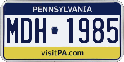 PA license plate MDH1985