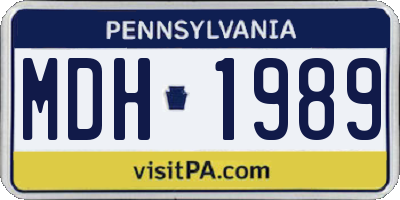 PA license plate MDH1989