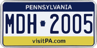 PA license plate MDH2005