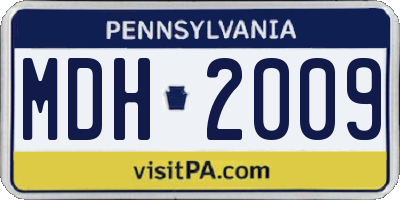 PA license plate MDH2009