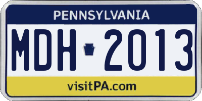 PA license plate MDH2013