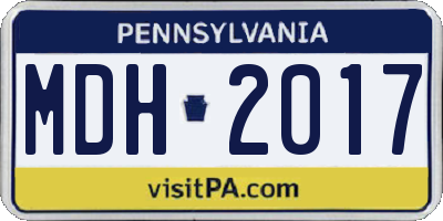 PA license plate MDH2017