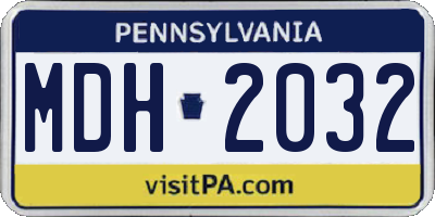 PA license plate MDH2032