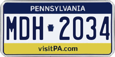 PA license plate MDH2034