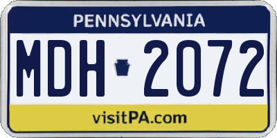 PA license plate MDH2072