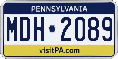 PA license plate MDH2089