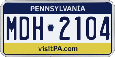 PA license plate MDH2104