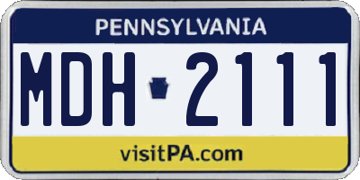 PA license plate MDH2111