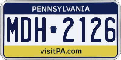 PA license plate MDH2126