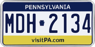 PA license plate MDH2134