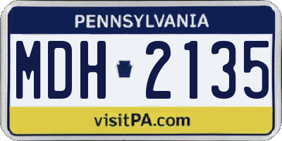 PA license plate MDH2135