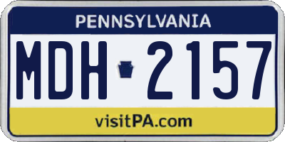 PA license plate MDH2157