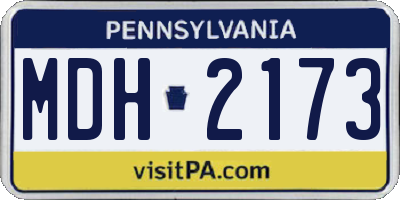 PA license plate MDH2173