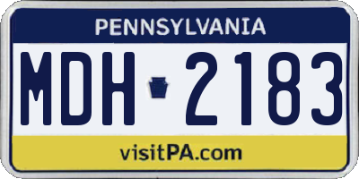 PA license plate MDH2183