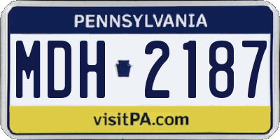 PA license plate MDH2187